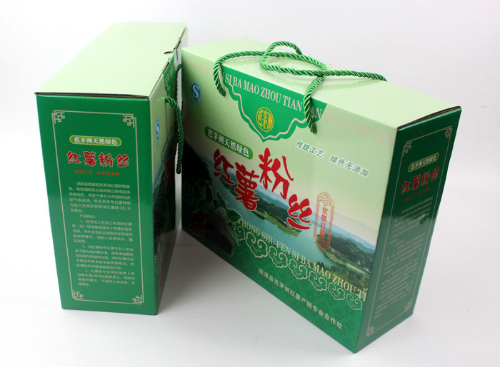 定制禮品包裝盒，長(zhǎng)沙包裝廠力助桃源縣芭茅洲“紅薯粉絲”檔次倍增