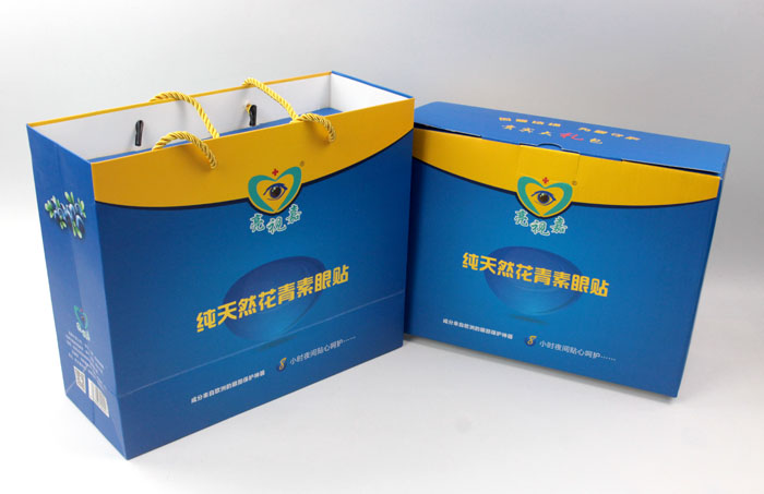 哪里可以做禮盒包裝？護(hù)眼神器亮視嘉護(hù)眼貼禮盒包裝+手提袋套裝出自長沙印刷廠